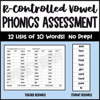 Preview of R- Controlled Vowel Phonics Assessment with Progress Monitoring