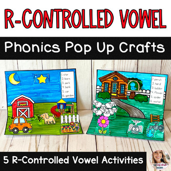 Preview of R Controlled Vowel Phonics Pop Up Crafts and Spelling Activities