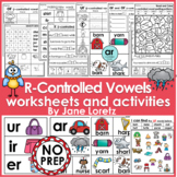 R-Controlled Vowel Worksheets and Activities -ar, or, ur, 