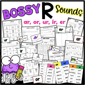 Preview of R Controlled Vowels Worksheets Bossy R ir, ur, er, or, and ar