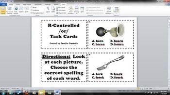 Preview of R-Controlled Vowel - /or/ - Task Cards