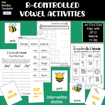 Preview of R Controlled Vowel worksheets & game cards Aligns with UFLI 77-83