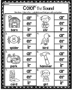 r controlled vowels worksheets by teaching second grade tpt