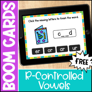 Preview of R Controlled Vowels Boom Cards - FREE Digital Phonics Activity