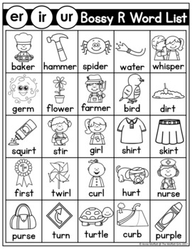 vowels worksheets controlled r by (Bossy R UR Vowels The Words R) ER, Controlled IR and