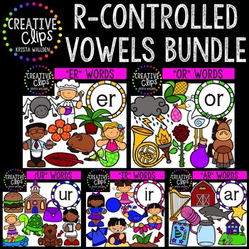 Preview of R-Controlled Vowels Bundle {Creative Clips Digital Clipart}