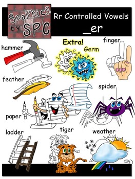 Preview of R Controlled Vowels Clip Art-  _er Spelling Clipart
