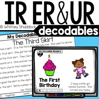 Preview of R Controlled Vowels ER IR UR Decodable Readers and Passages for First Grade