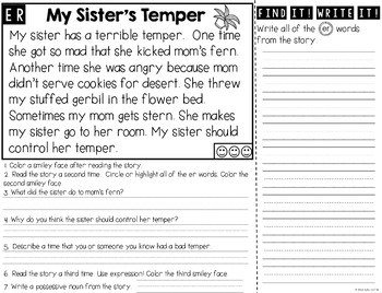 R Controlled Vowels Fluency Passages and Word Work - Phonics Brochures