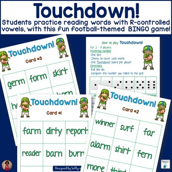 Preview of R-Controlled Vowels Football Themed Bingo Game for Centers or Small Groups