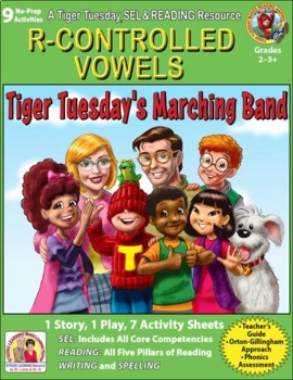 Preview of R-Controlled Vowels - 9 No Prep Lessons & Activities - Tiger's Marching Band