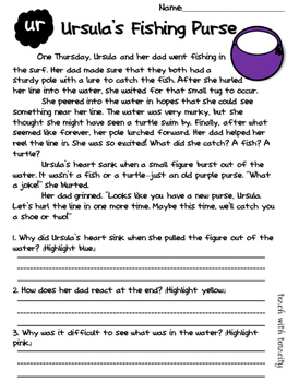 R-Controlled Vowels Passage With Text Evidence FREEBIE (UR) | TpT