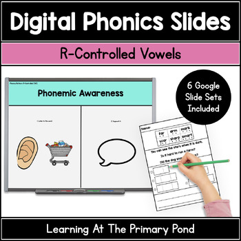 Preview of R-Controlled Vowels Phonics Slides | Bossy R | Google Slides Phonics