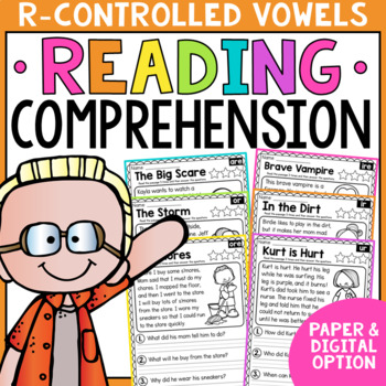 Preview of R-Controlled Vowels Reading Passages - Comprehension - PAPER & DIGITAL