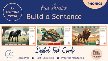Preview of R-Controlled Vowels - Sentence Builder - Digital Self-Correcting Task Cards