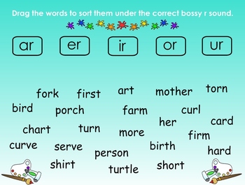 r grade 1 controlled worksheets R Word Controlled Smartboard by Vowels Sort Creative