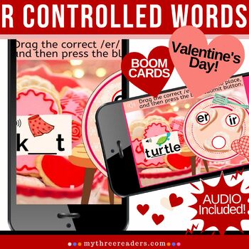Preview of R Controlled Vowels Valentines Day Digital Boom™ Activity - OR AR ER IR UR