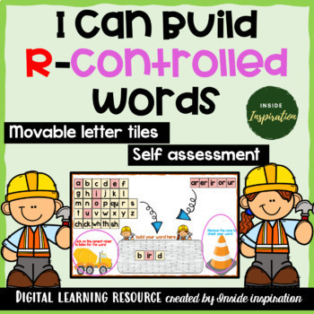 Preview of R Controlled Vowels Word Building Game Interactive Google Slides with Audio