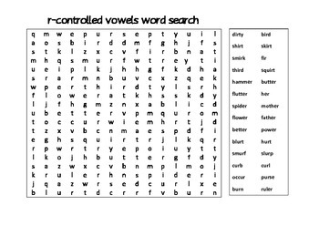 r controlled vowels word searches by rachel harrison tpt