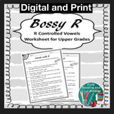R Controlled Vowels Worksheet Upper Grades Printable and D