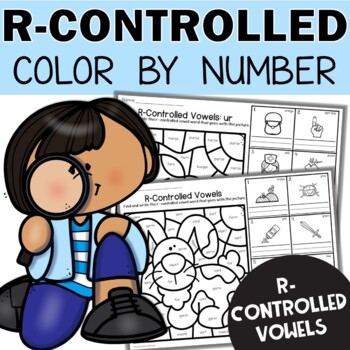 Preview of R Controlled Vowels Worksheets | ELA Activities Color by Code Morning Busy Work