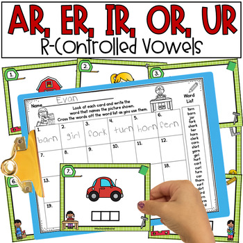 Preview of R Controlled Vowels Write the Room - Bossy R Phonics Centers for 1st grade