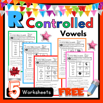 Preview of R Controlled Vowels (ar, er, ir, or, ur) Free Worksheet Set