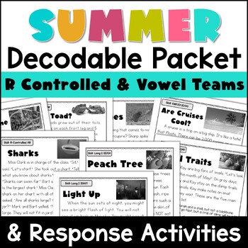 Preview of R Controlled and Vowel Teams Decodable Summer Review Packet