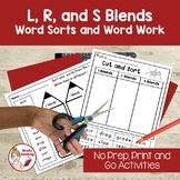 R, L, S Blends Word Sorts and Word Work Activities: Print 