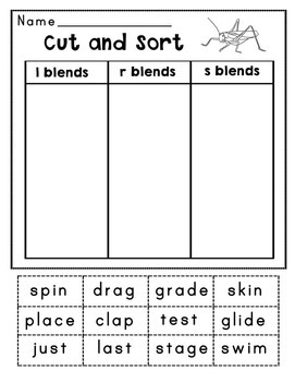 r l s blends word sorts and word work activities print and go