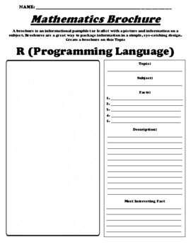 Preview of R (Programming Language) "Informational Brochure" Worksheet & WebQuest