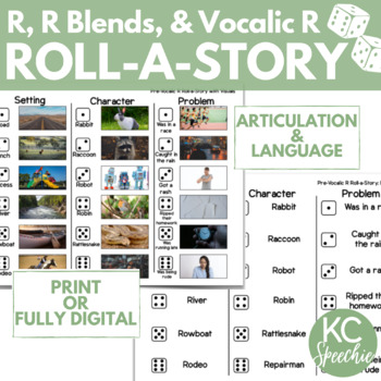 Preview of R, R-Blends, & Vocalic R Roll-a-Story for Articulation Carryover Google Slides