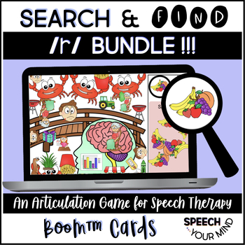 Preview of R Sound Search & Find Game | Articulation Boom Cards™ Bundle Search & Find R
