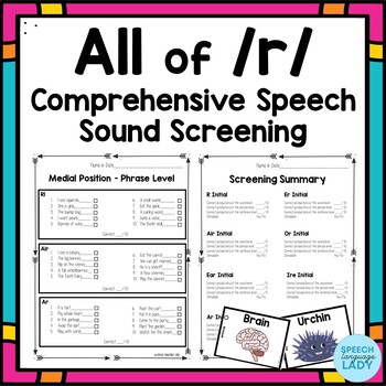 Preview of R Sound Speech Articulation Screening | R, Vocalic R, and R Blends Screener
