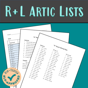 Preview of R and L COMPLETE Articulation Lists for Older Students