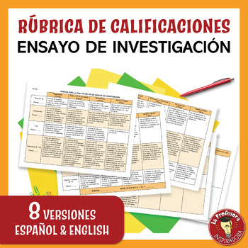 Preview of Rúbrica para evaluar un ensayo de investigación - Research Essay Grading Rubric