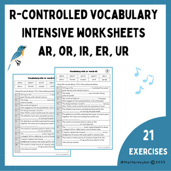 Preview of R-controlled Vowels Worksheets Vocabulary Practice Intensive ar, or, ir, er, ur