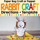 RABBIT Paper Bag Craft or Puppet Template EASTER BUNNY SPR
