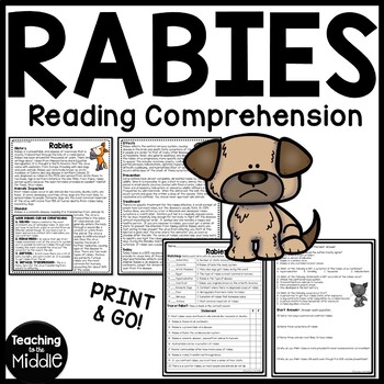Preview of Rabies Disease Reading Comprehension Worksheet Call of the Wild