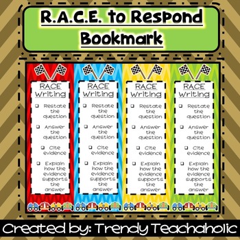Preview of RACE Bookmark (RACE Unit)- CCSS Text Dependent/ Citing Evidence- Open Response