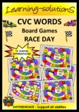 RACE DAY - PHONICS 16 Board Games (CVC Words Only) CONSOLI
