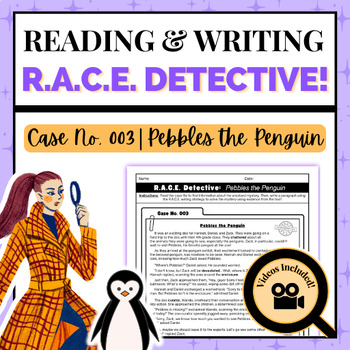 Preview of RACE DETECTIVE 4th 5th Grade Reading Writing Activity | Pebbles the Penguin #3