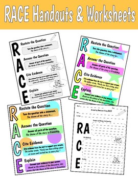 Preview of RACE Handouts & Worksheets | Reading Response Strategy | Cite Evidence