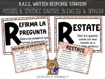 Preview of RACE Posters and Sentence Starters in English and Spanish