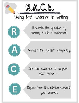 Preview of RACE Reading Strategy Handout