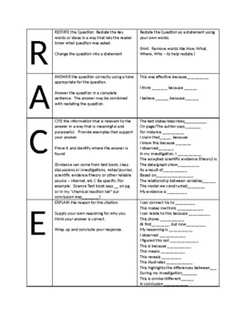 Preview of RACE Rubric - Explains RACE for Science Writing