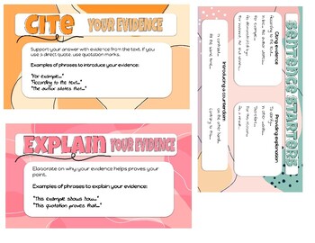 Preview of RACE strategy & Sentence Starters cards