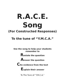 Preview of R.A.C.E. Song for Constructed Responses