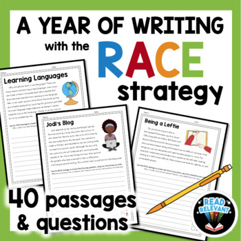 Preview of RACE Strategy: 40 RACE Writing Prompts & Passages for All Year 4th 5th 6th Grade