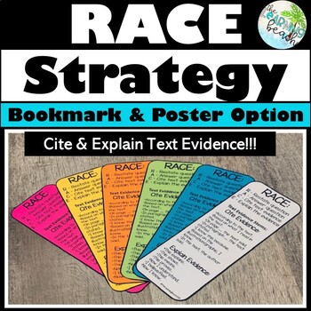 Preview of RACE Strategy:  Bookmarks & Poster {Cite & Explain Text Evidence Stems/Starters)